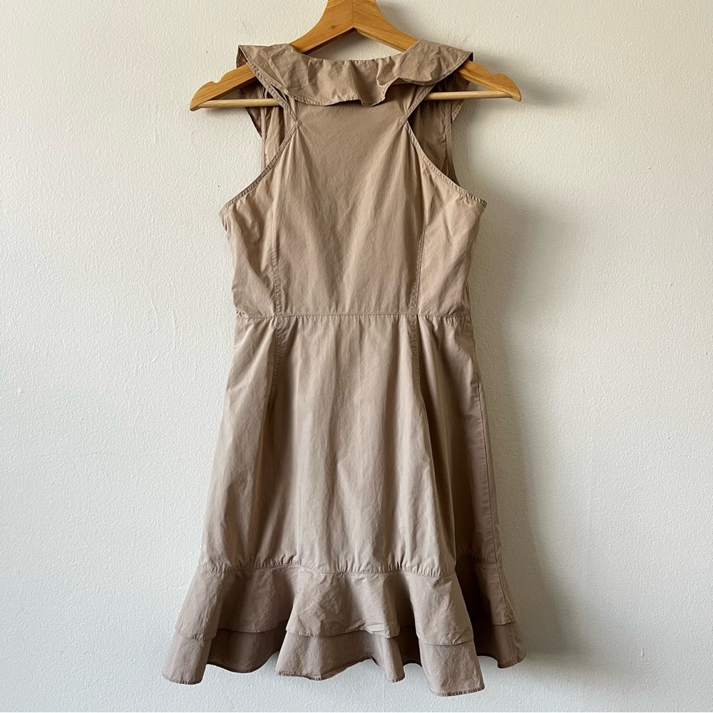 Marissa Webb x RTR Khaki Ruffle Wrap Dress Tan V-Neck Mini Button Front‎ size 0 - Picture 14 of 16